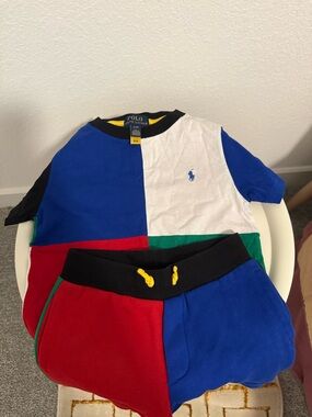 Polo Ralph Lauren Colorblock Tee & Shorts Set - Red, Blue, White, Green